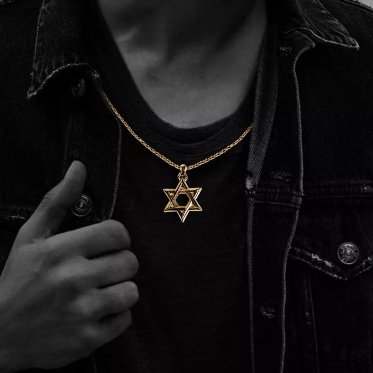 authentic chrome hearts star of david pendant - premium designer jewelry front view