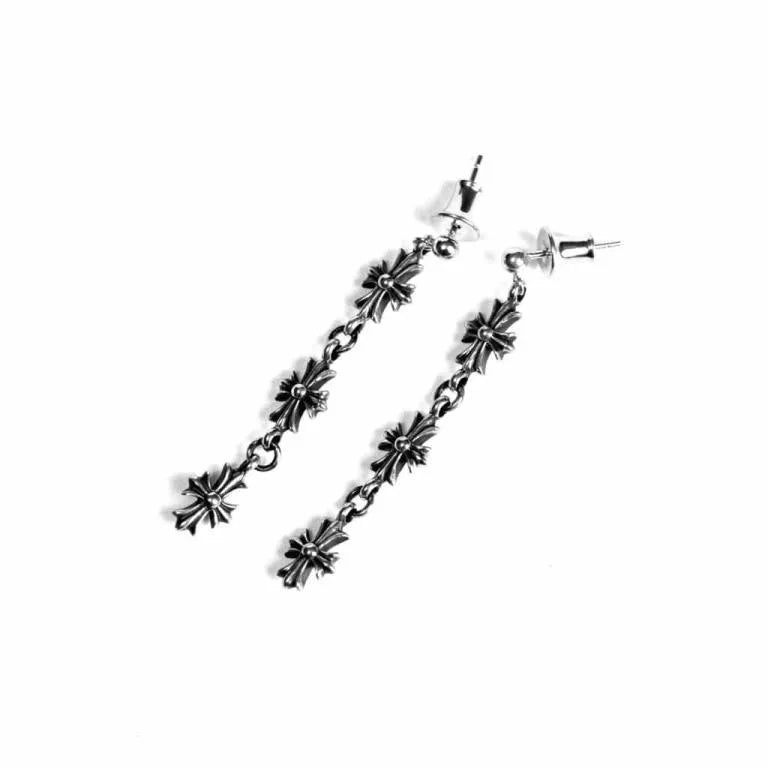 authentic 3 drop cross earrings - premium designer jewelry front view