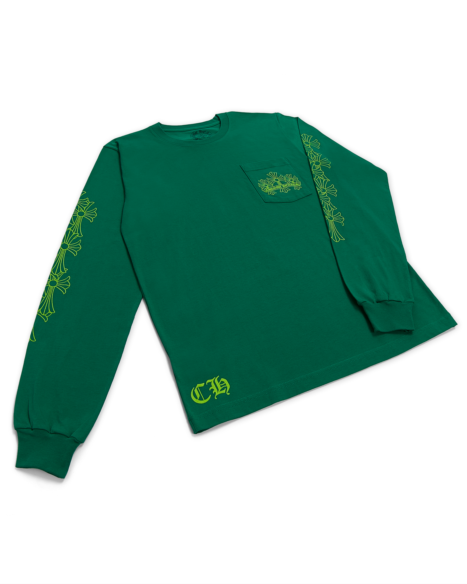 authentic ch cemetery cross long sleeve t-shirt - premium designer jewelry front view