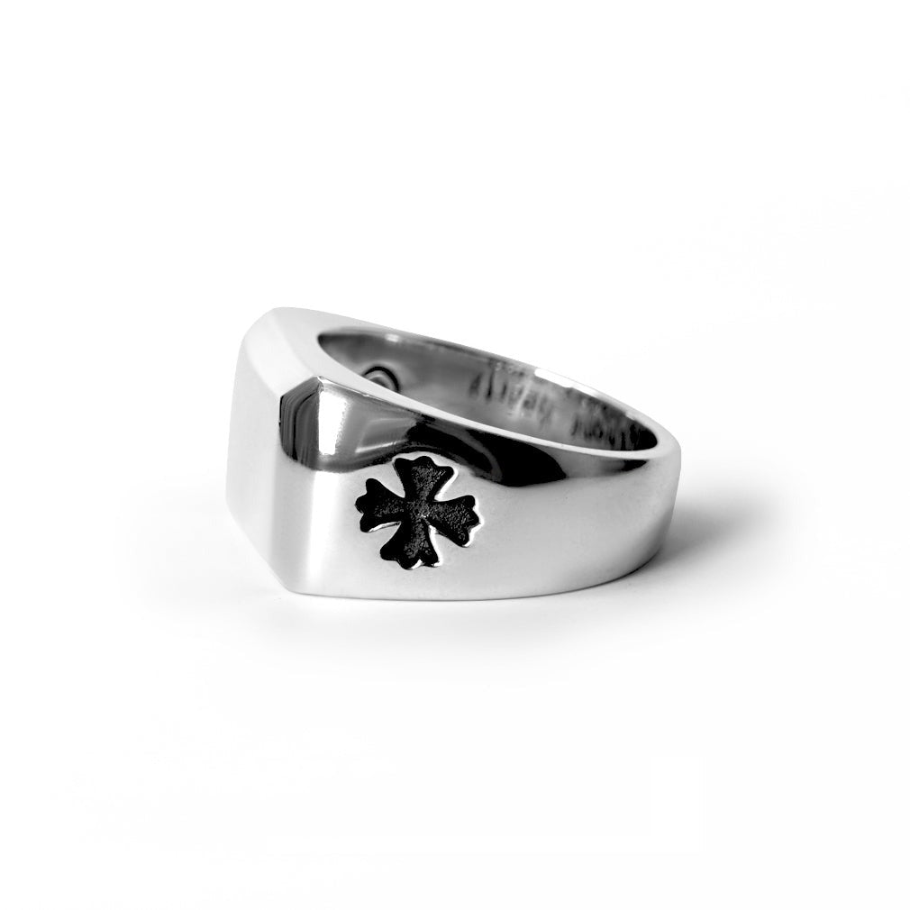 authentic big pj cross ring - premium designer jewelry front view