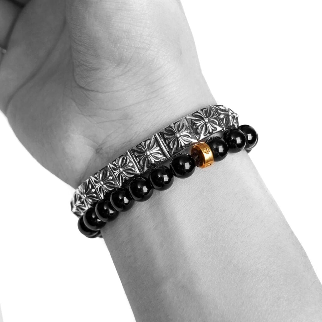 authentic ch plus square pattern bracelet - premium designer jewelry front view