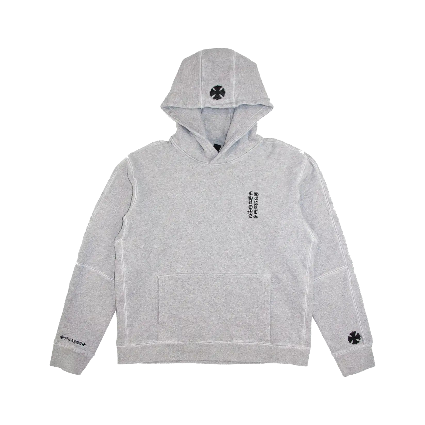 authentic leather patch fuck you hoodie - premium designer jewelry front view