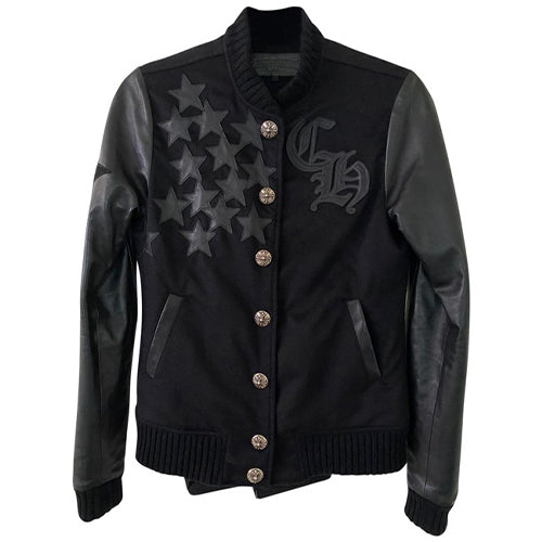 authentic ch varsity chrome hearts jacket - premium designer jewelry front view