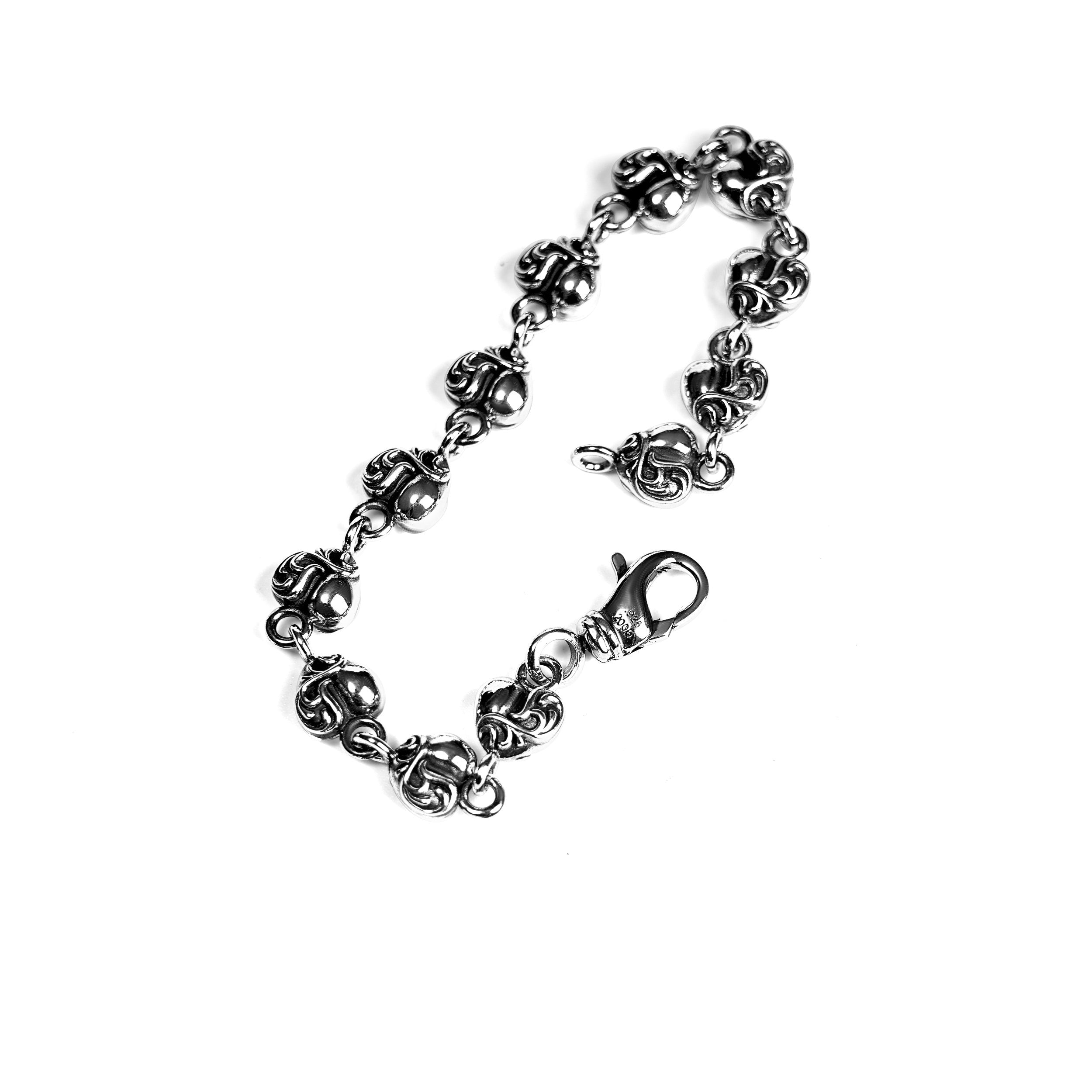authentic chrome heart bracelet - premium designer jewelry front view