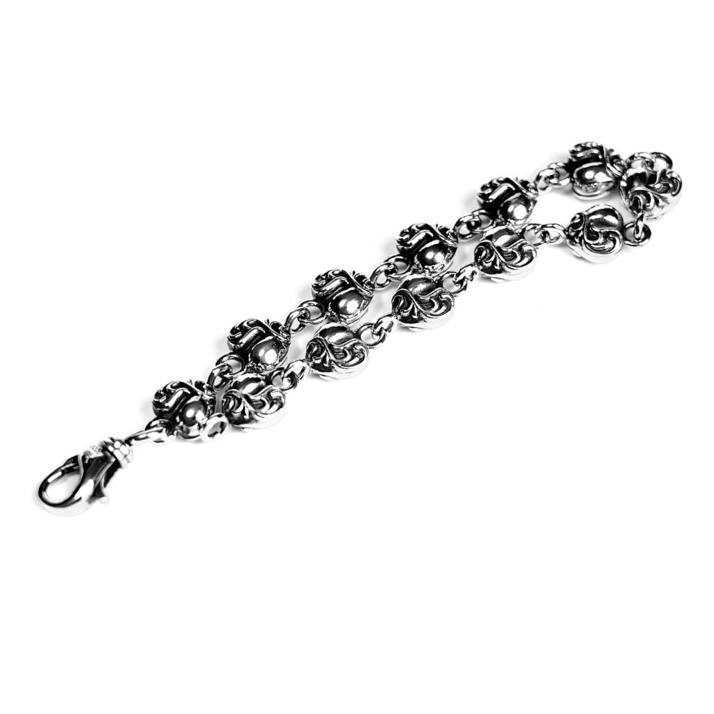 authentic chrome heart bracelet - premium designer jewelry front view
