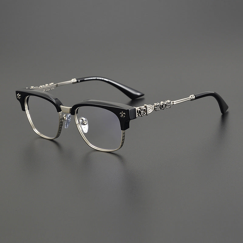 authentic chrome heart glasses black - premium designer jewelry front view