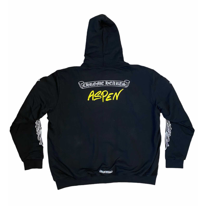 authentic chrome hearts aspen exclusive zip up hoodie - premium designer jewelry front view