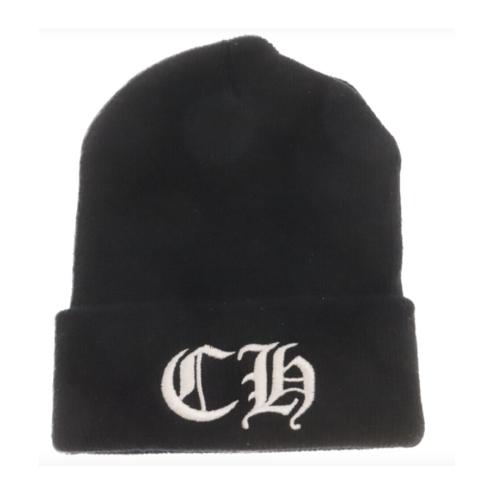 authentic chrome hearts ch logo beanie - premium designer jewelry front view