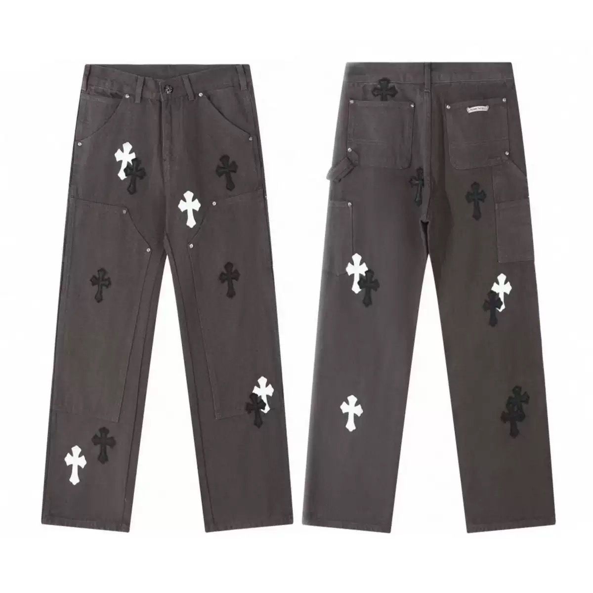 authentic chrome hearts carpenter pants - premium designer jewelry front view