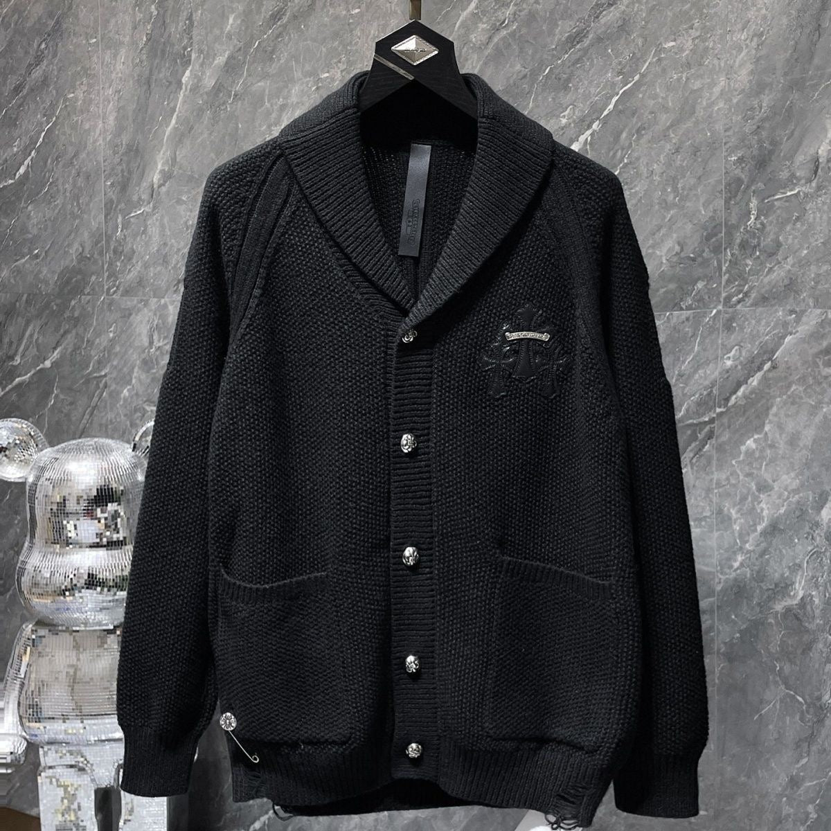 Chrome Hearts Cashmere Cross Patch Cardigan Black - Chrome Hearts