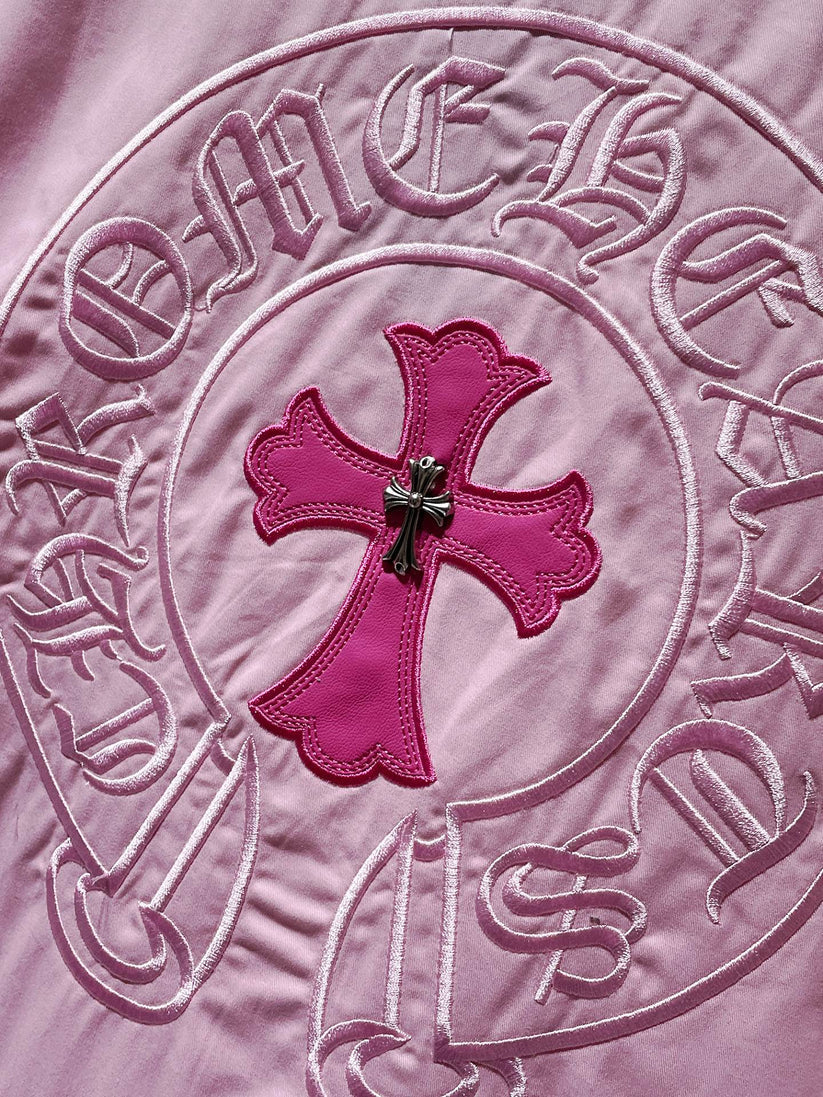 authentic chrome hearts casual t-shirt pink - premium designer jewelry front view
