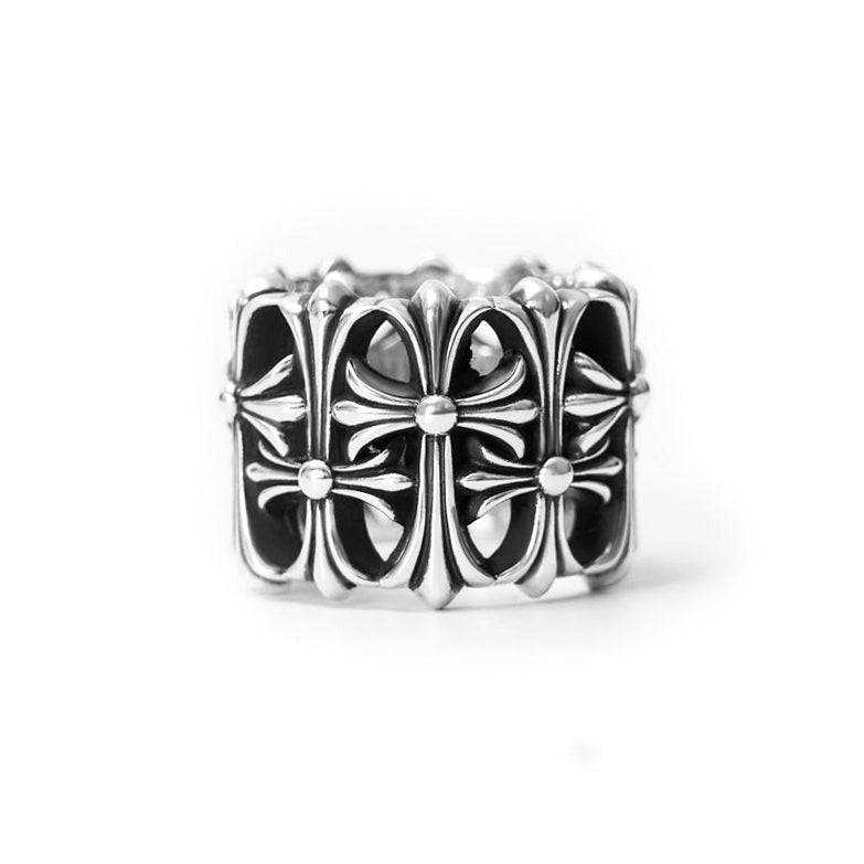 authentic chrome hearts cemetery ring - premium designer jewelry front view