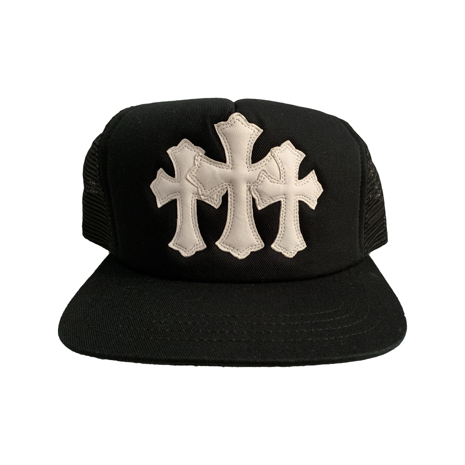 authentic chrome hearts cemetery trucker hat - premium designer jewelry front view
