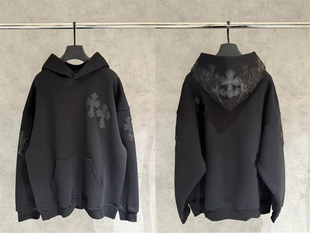 Chrome Hearts Cross Embroidery Black Hoodie - Chrome Hearts