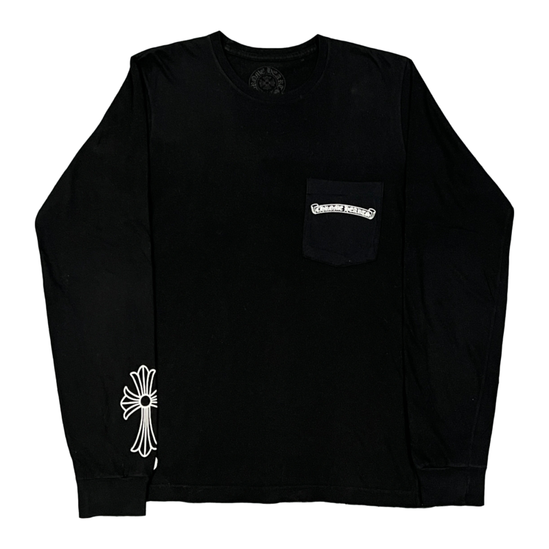 authentic chrome hearts cross logo long sleeve t-shirt - premium designer jewelry front view