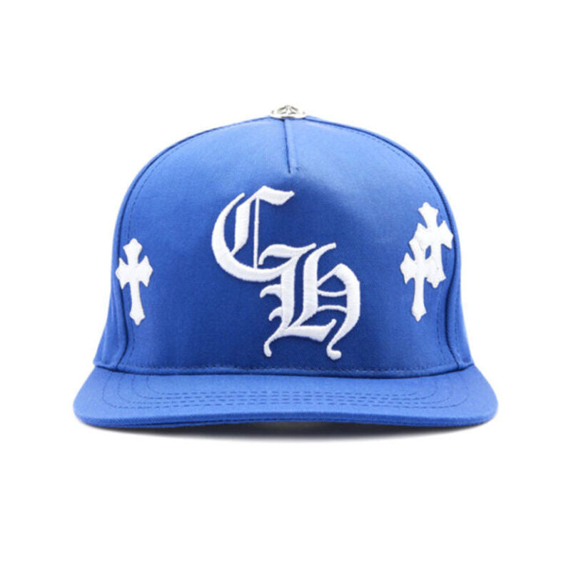 authentic chrome hearts cross patch baseball hat – blue - premium designer jewelry front view