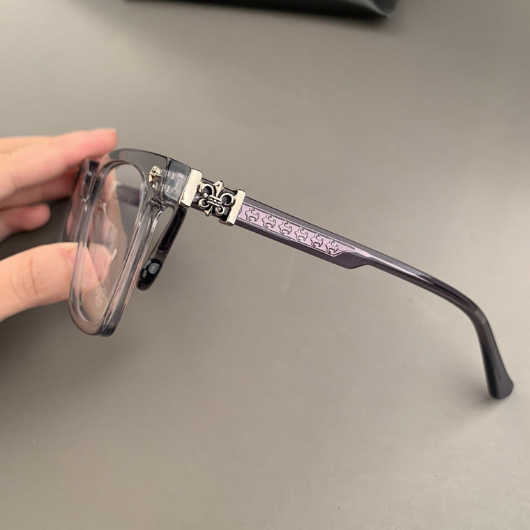 authentic chrome hearts dark transparent glasses - premium designer jewelry front view