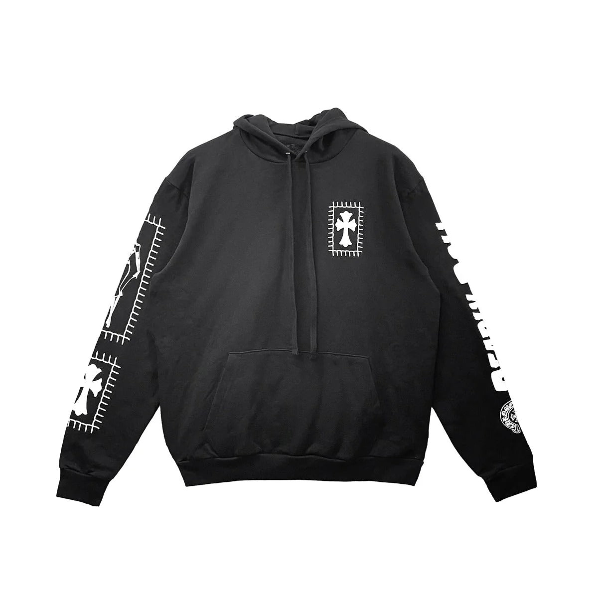 authentic chrome hearts deadly doll comic horseshoe hoodie - premium designer jewelry front view