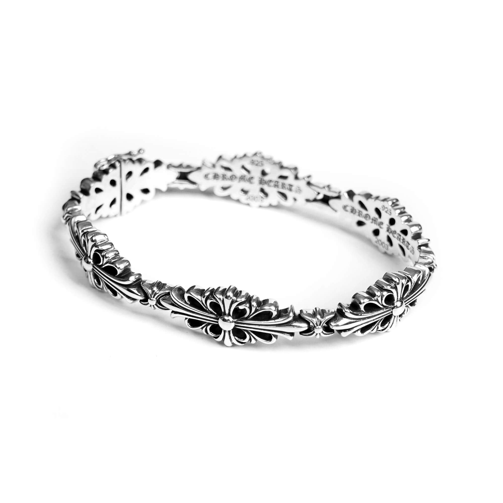 authentic chrome hearts double cross pattern bracelet - premium designer jewelry front view