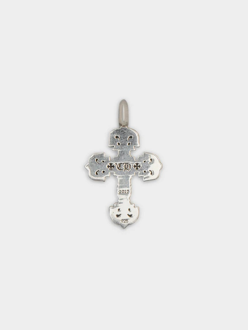 authentic chrome hearts filigree cross pendant with rubies - premium designer jewelry front view