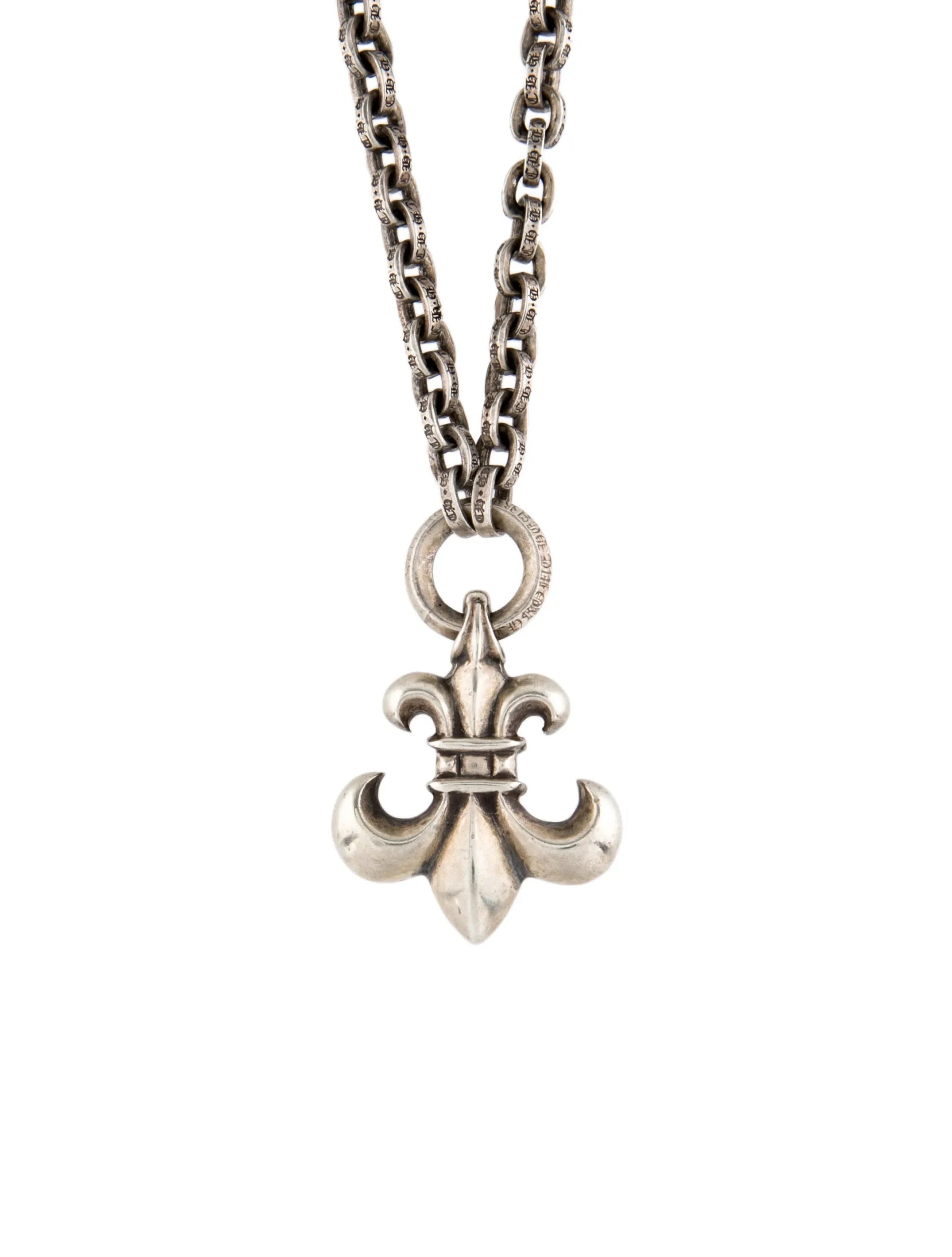 authentic chrome hearts fleur de lis necklace - premium designer jewelry front view