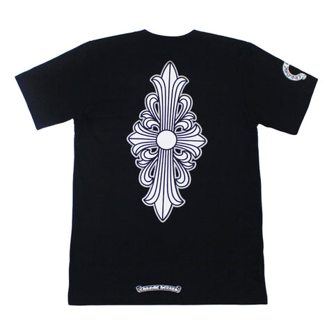 authentic chrome hearts floral cross tee – black - premium designer jewelry front view
