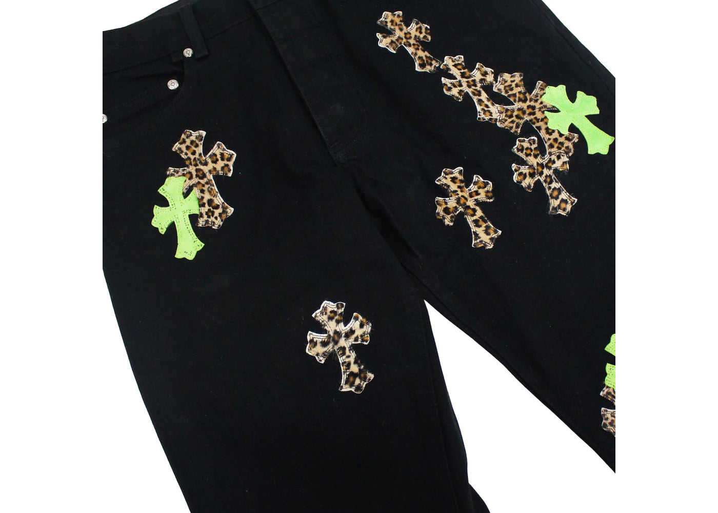 authentic ch leather patches jeans - premium designer jewelry front view