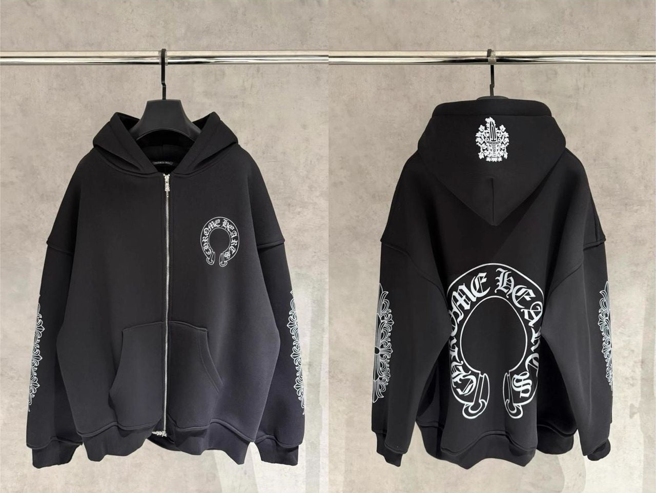 Chrome Hearts HorseShoe Black Zipper Hoodie - Chrome Hearts