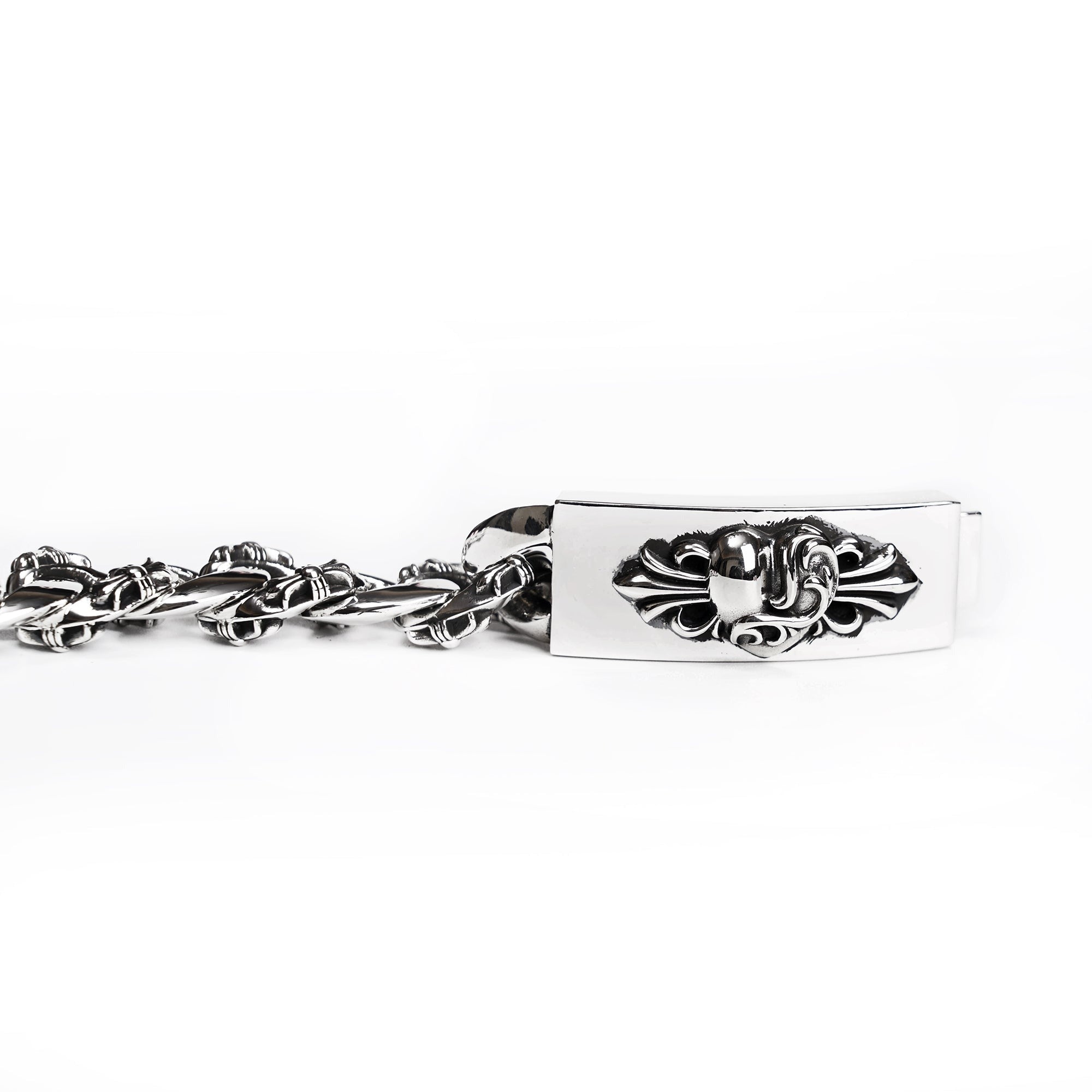 authentic chrome hearts insignia id fancy chain bracelet - premium designer jewelry front view