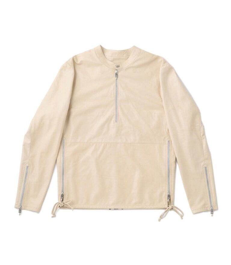 authentic chrome hearts leather jacket x dover street market ginza cemetary spine – beige - premium designer jewelry front view