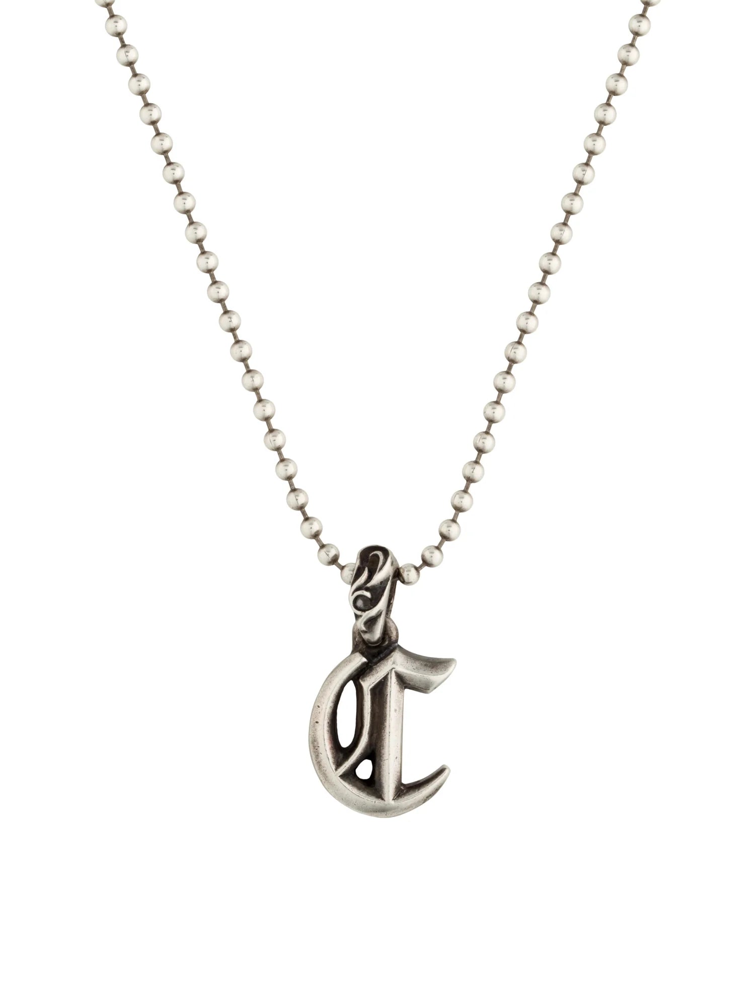 authentic chrome hearts letter pendant - premium designer jewelry front view
