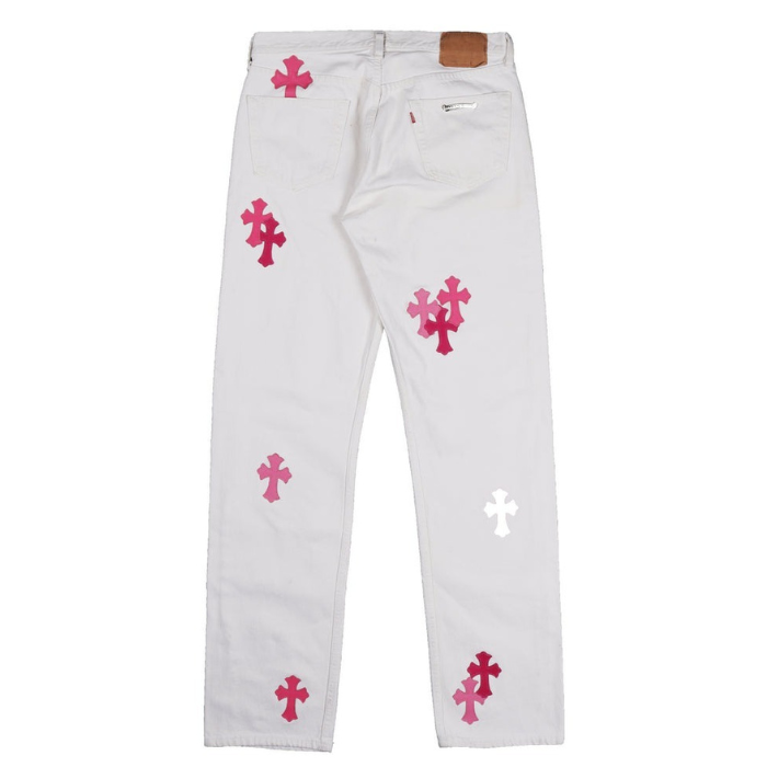 authentic chrome hearts levi’s cross patch denim - premium designer jewelry front view