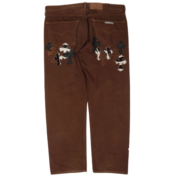 authentic chrome hearts levi’s multi cross jeans - premium designer jewelry front view