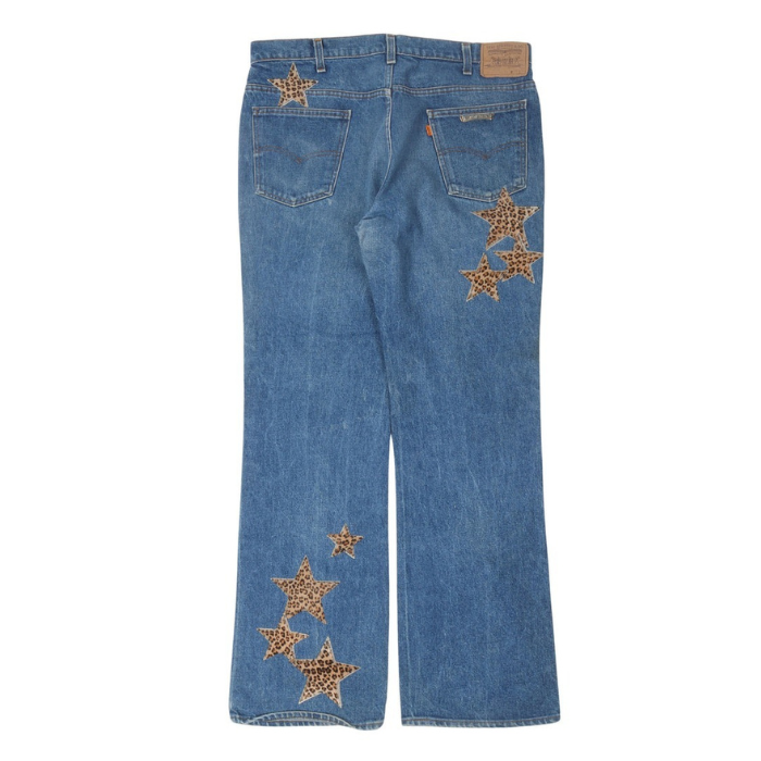 authentic chrome hearts levi’s star patch jeans blue - premium designer jewelry front view