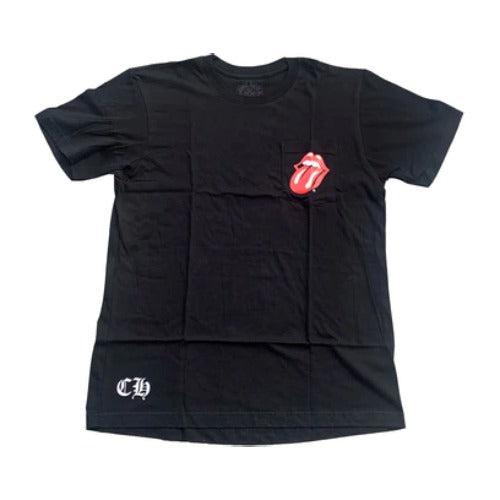 authentic chrome hearts lips and tongue exclusive t-shirt - premium designer jewelry front view