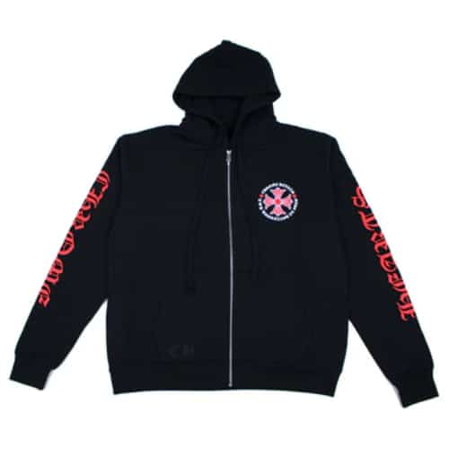 authentic chrome hearts made in hollywood cross zip up hoodie - premium designer jewelry front view