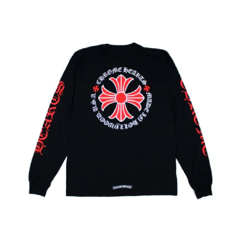 authentic chrome hearts made in hollywood plus cross l s sweatshirts - premium designer jewelry front view