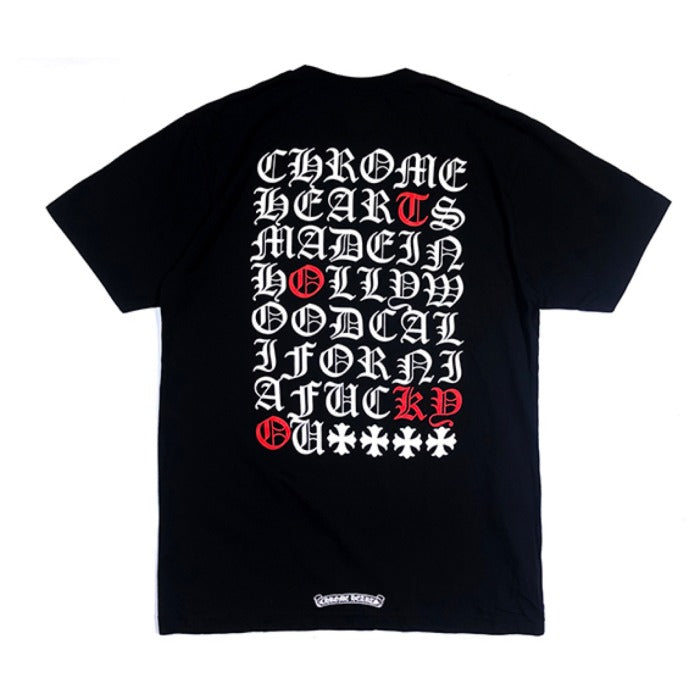 authentic chrome hearts made in hollywood t-shirt – black - premium designer jewelry front view