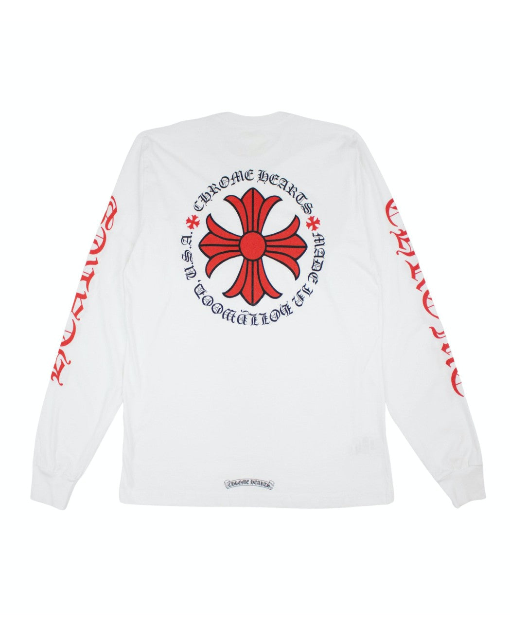 authentic chrome hearts made in hollywood plus cross long sleeve white - premium designer jewelry front view