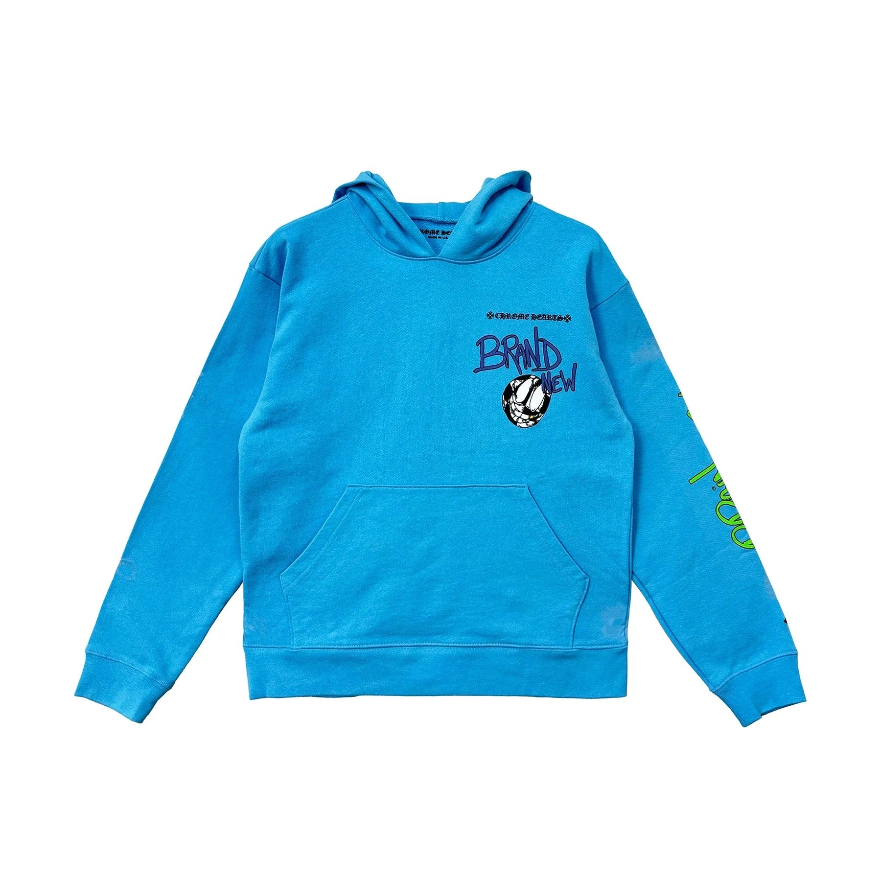 authentic chrome hearts matty boy blew me blue hoodie - premium designer jewelry front view