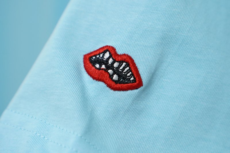 authentic chrome hearts matty boy ‘brain new’ t-shirt – light blue - premium designer jewelry front view