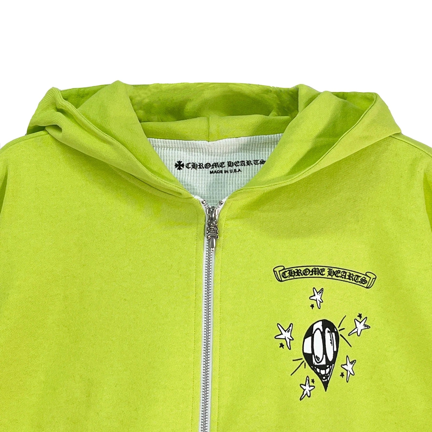 authentic chrome hearts matty boy green zip up hoodie - premium designer jewelry front view