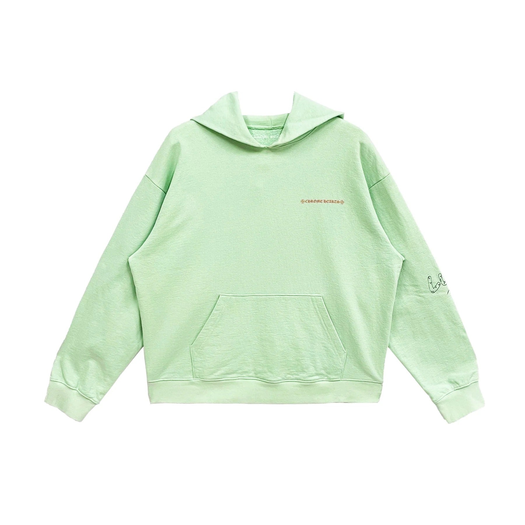 authentic chrome hearts matty boy mint lust green hoodie - premium designer jewelry front view