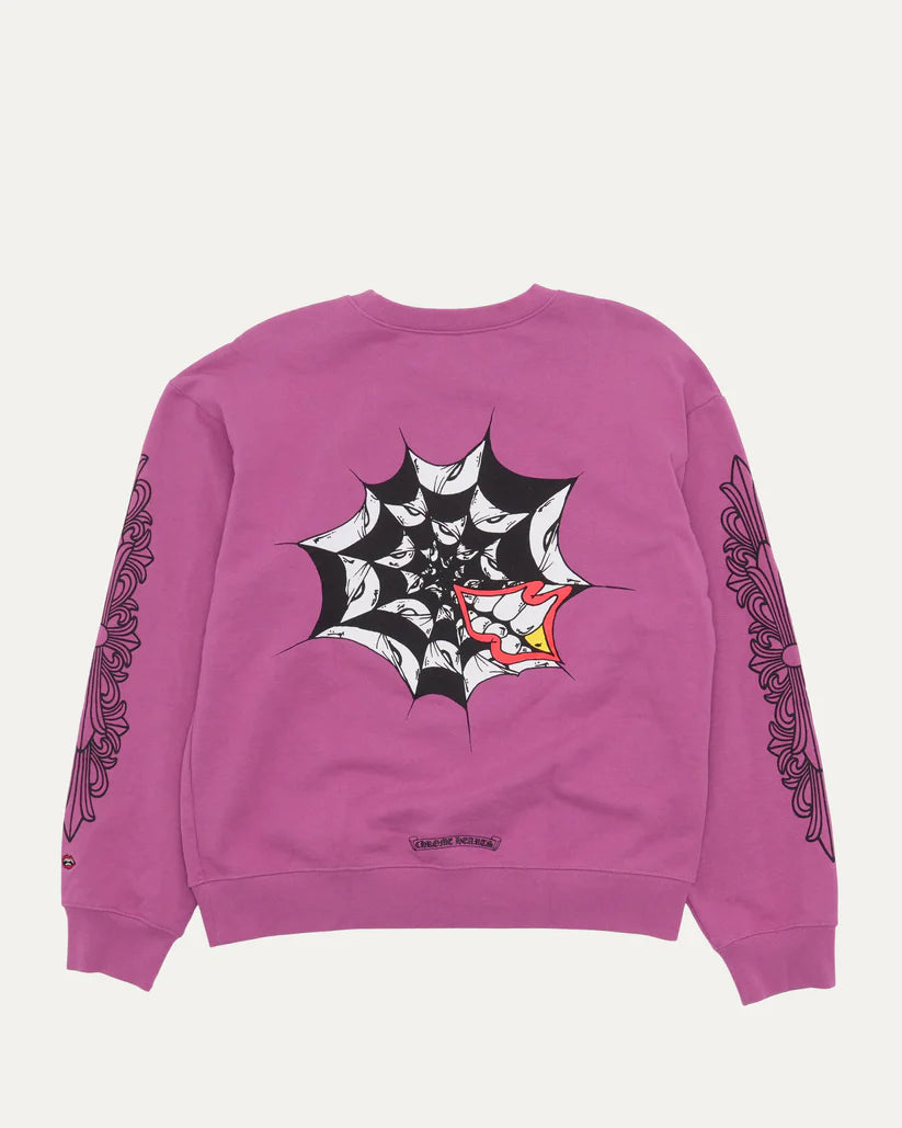 authentic chrome hearts matty boy spider web crewneck sweatshirt - premium designer jewelry front view