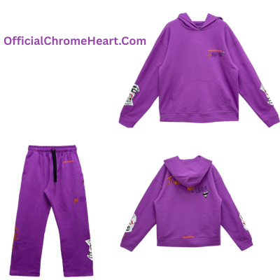 authentic chrome hearts matty boy tracksuit – purple - premium designer jewelry front view