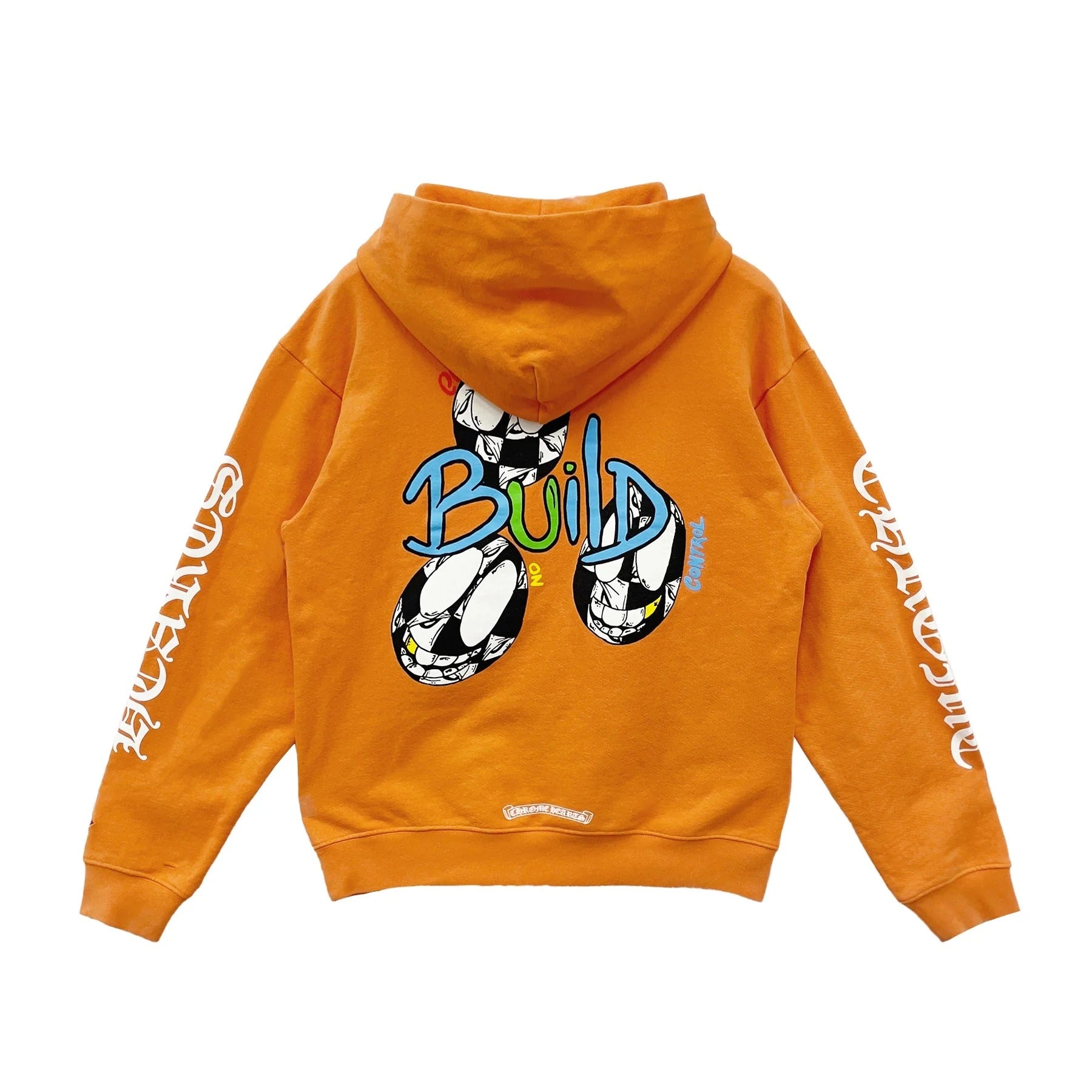 authentic chrome hearts matty boy vanity orange pullover hoodie - premium designer jewelry front view