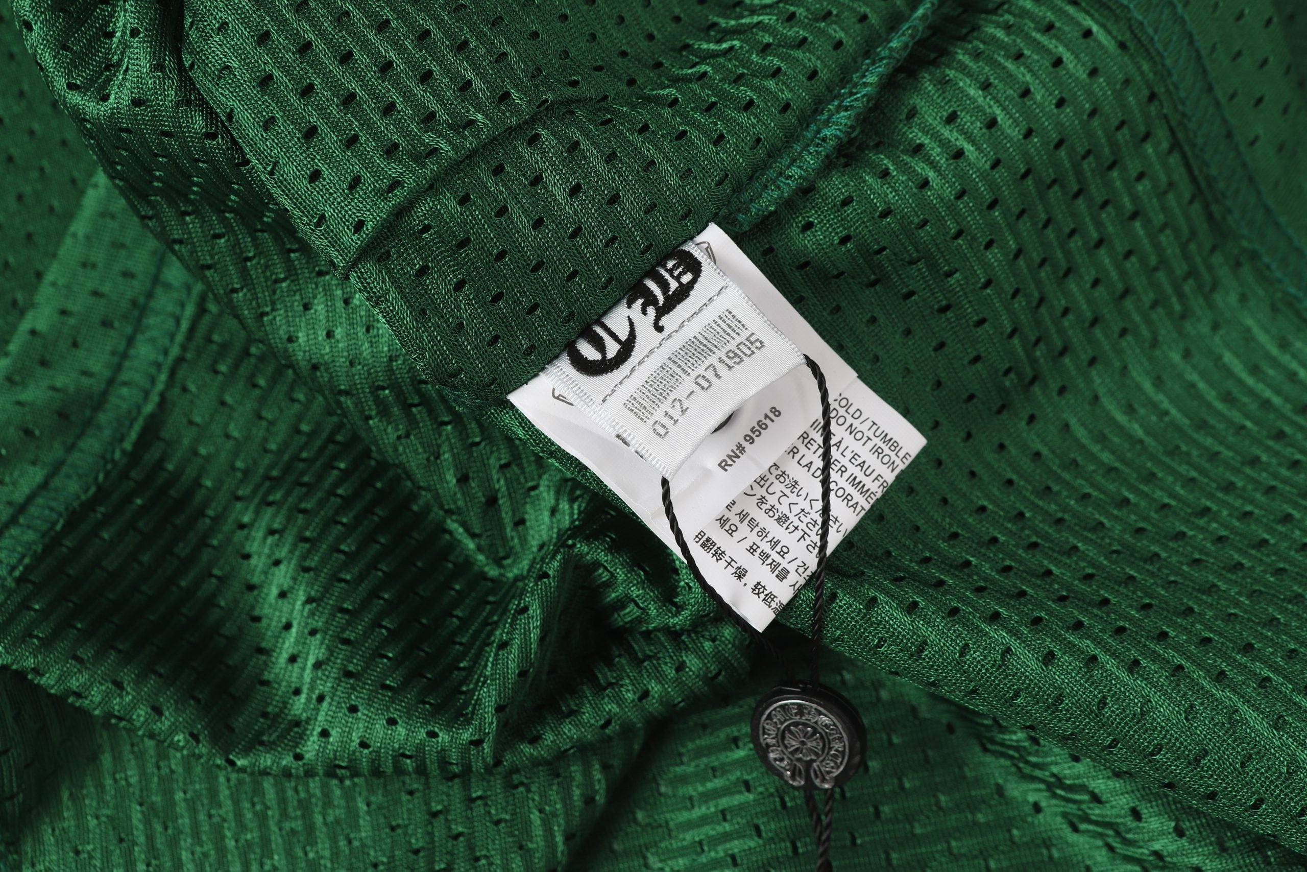 authentic chrome hearts mesh jersey green long sleeve tee - premium designer jewelry front view