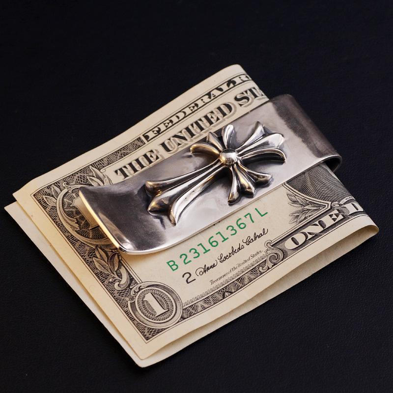 authentic chrome hearts money clip wallet - premium designer jewelry front view