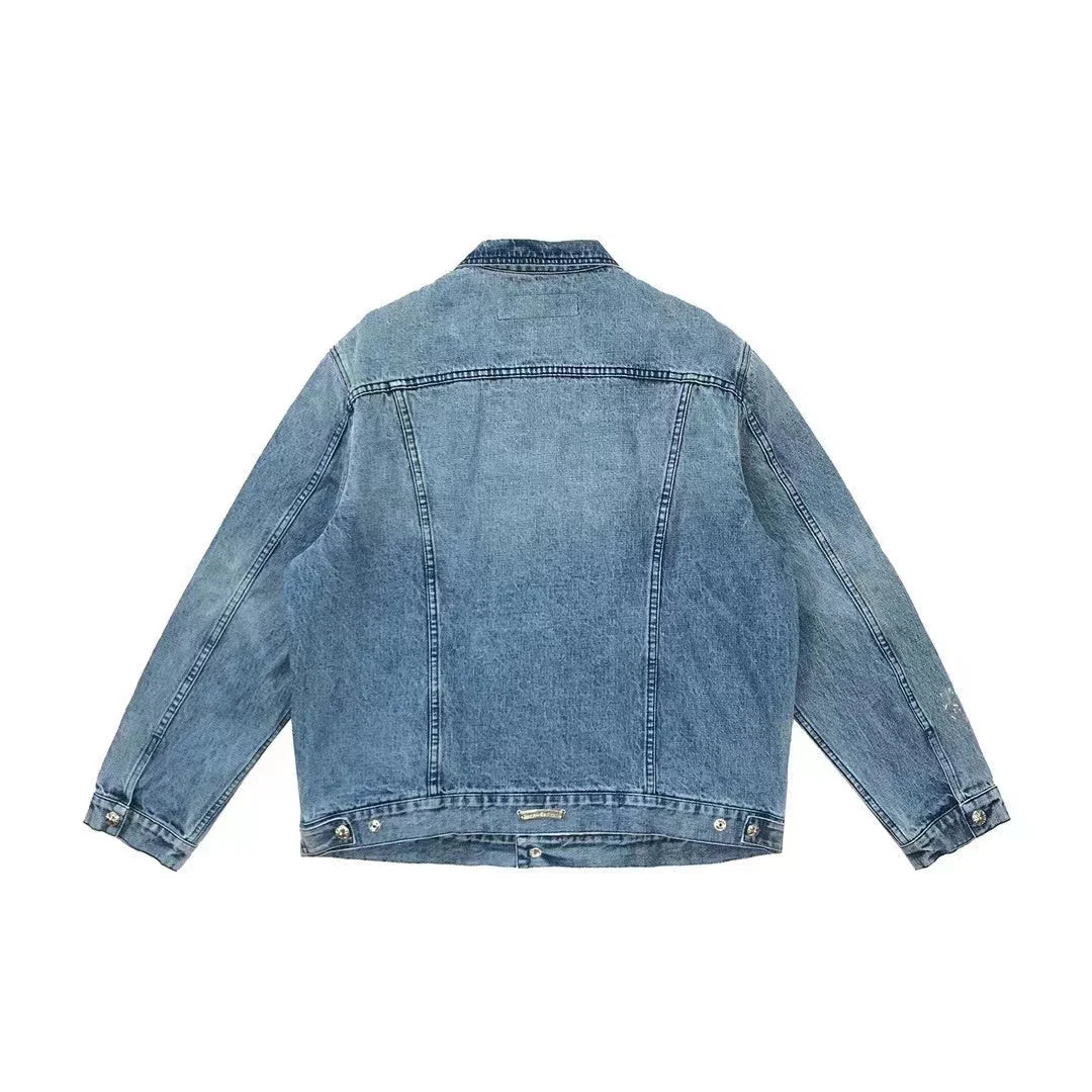 authentic chrome hearts jeans jacket - premium designer jewelry front view