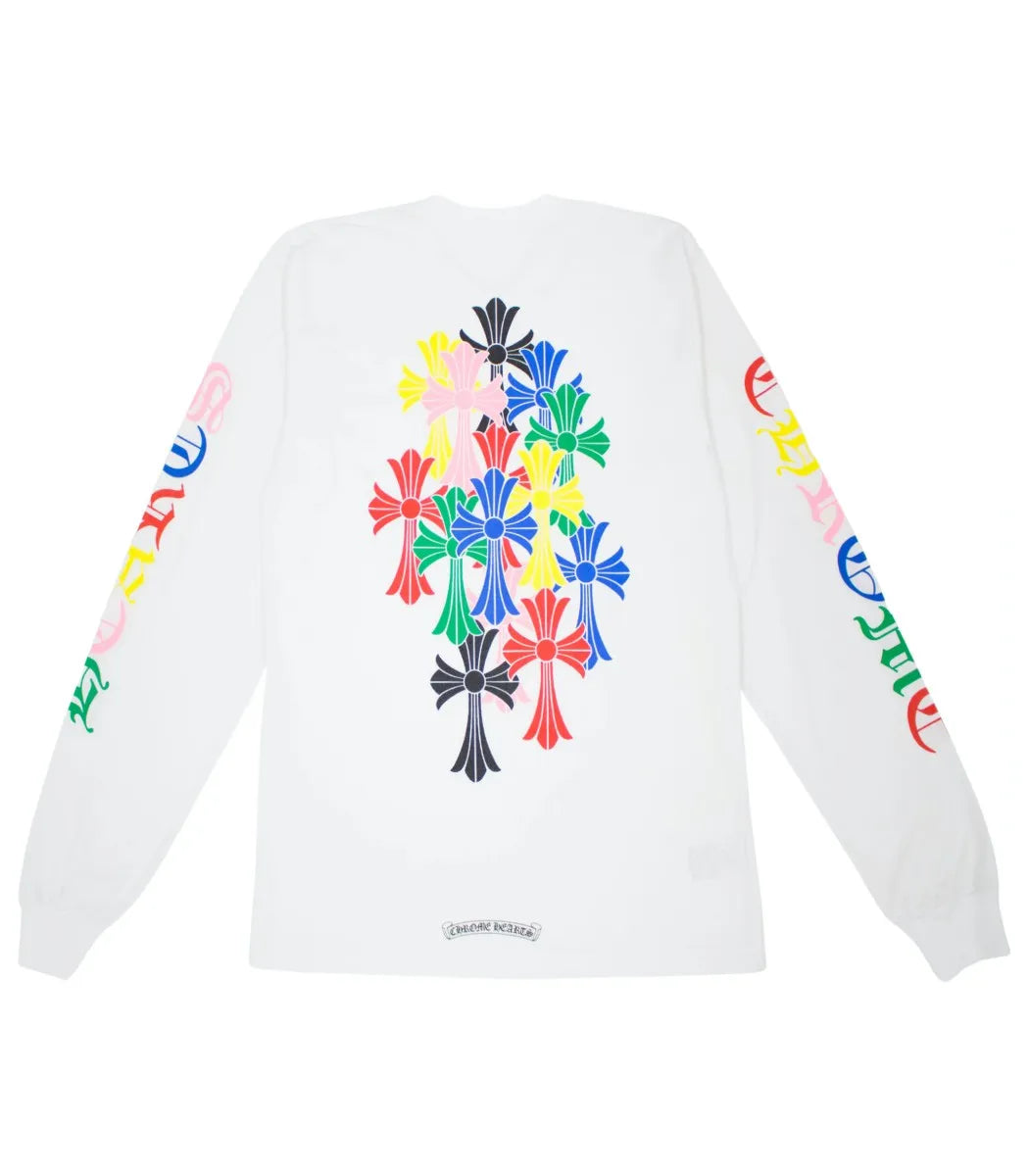 authentic chrome hearts multi color cross cemetery sweatshirt - premium designer jewelry front view